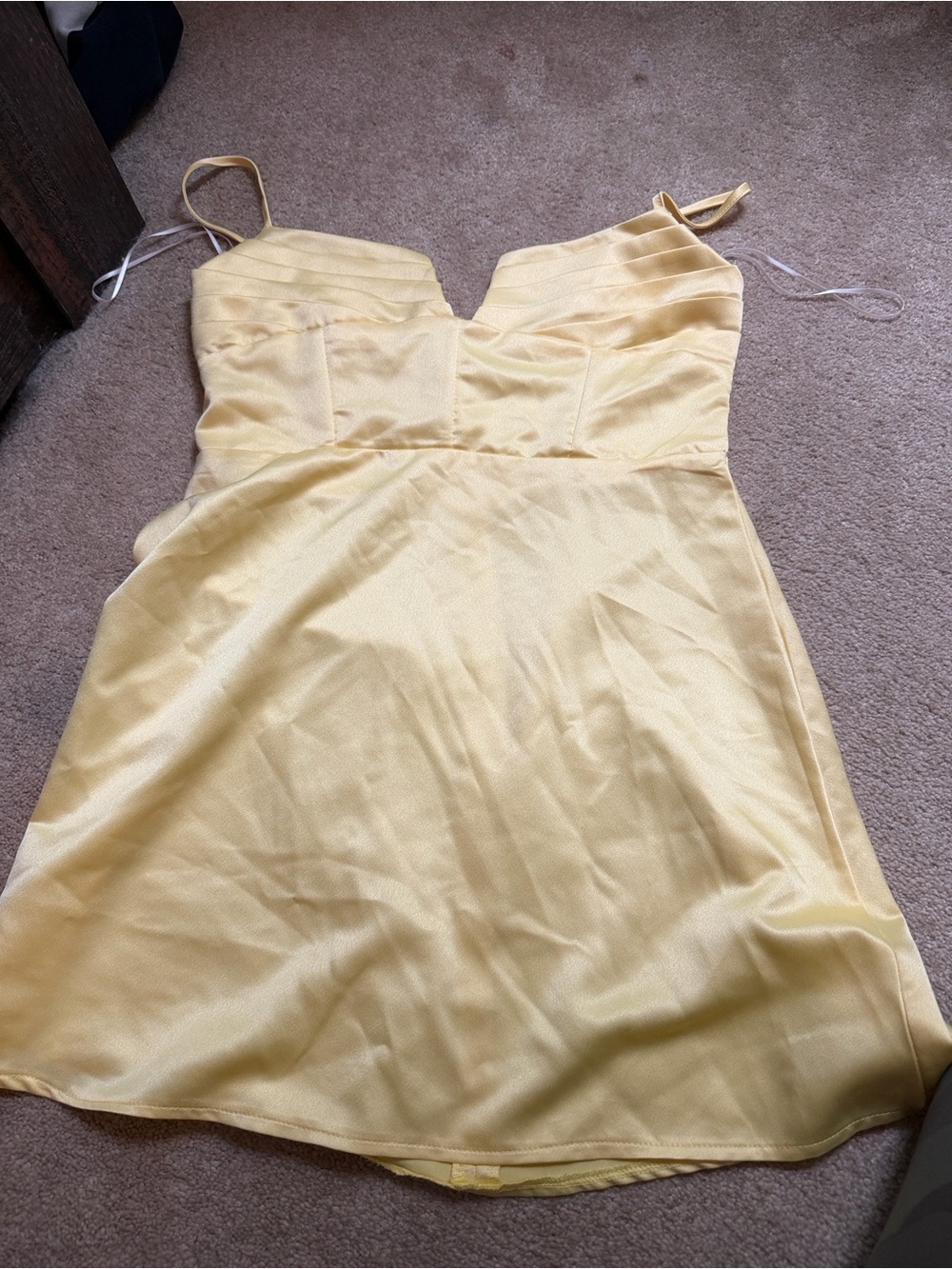 Princess Polly Pale Yellow Spaghetti-Strap Mini Dress
